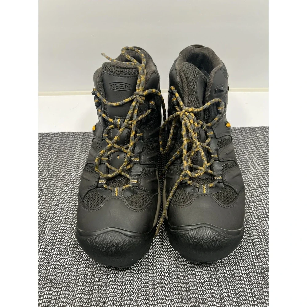 KEEN Lansing Mid Work Boots Black Waterproof Steel Toe Utility Mens Sz 11 D